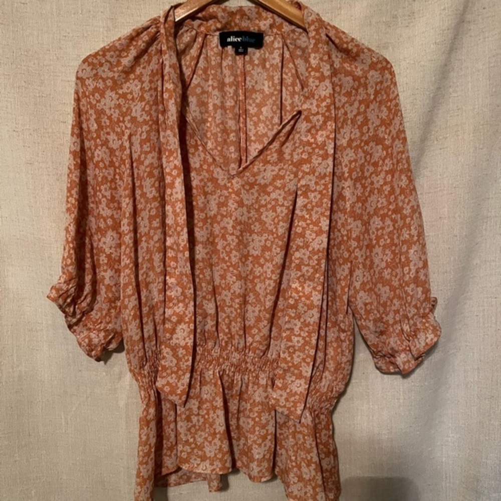 Alice Blue Boho Floral Top Size Small